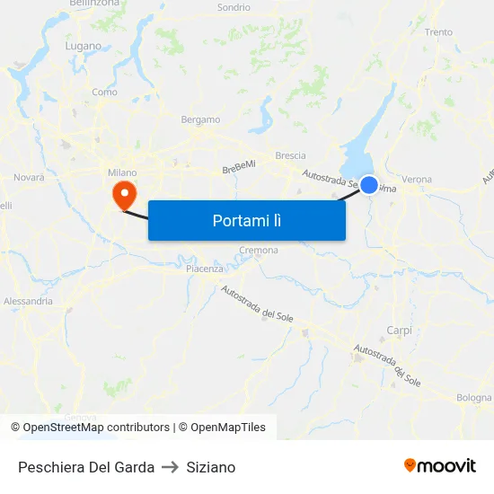 Peschiera Del Garda to Siziano map