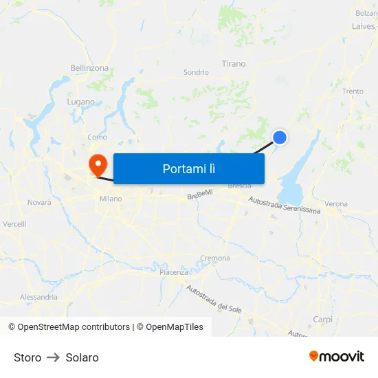 Storo to Solaro map