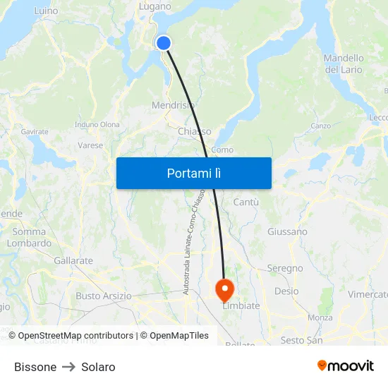Bissone to Solaro map