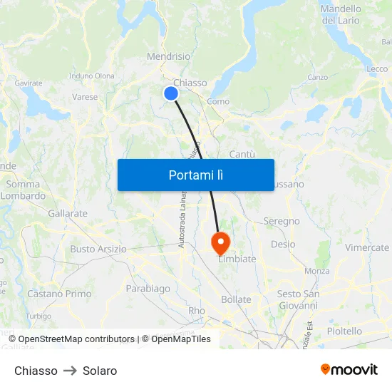 Chiasso to Solaro map