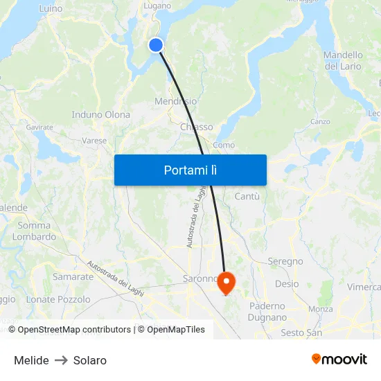 Melide to Solaro map