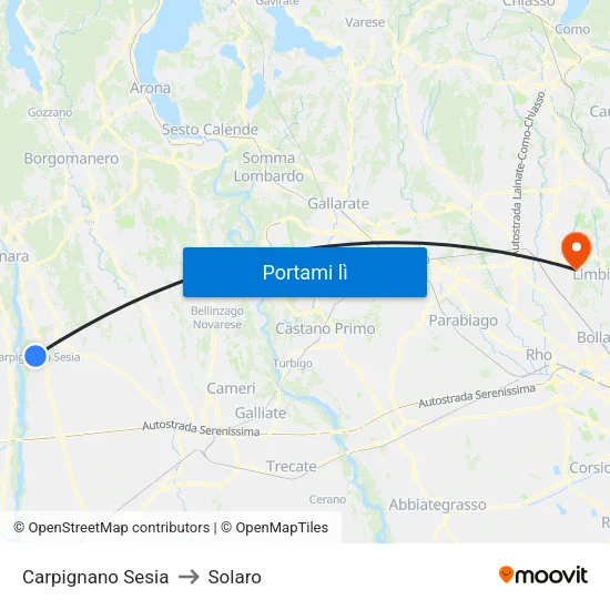 Carpignano Sesia to Solaro map