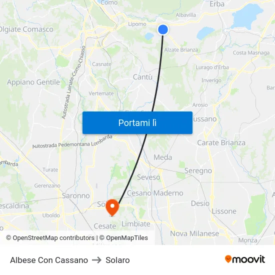 Albese Con Cassano to Solaro map