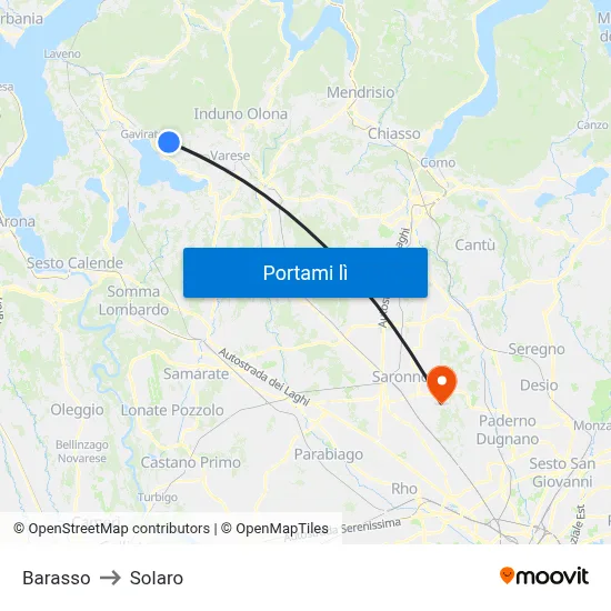 Barasso to Solaro map