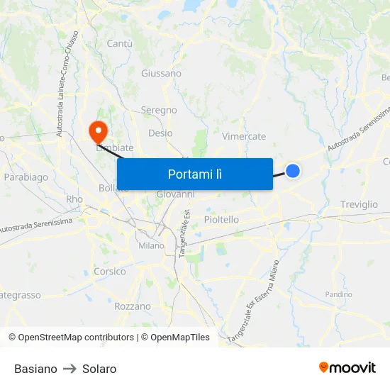 Basiano to Solaro map
