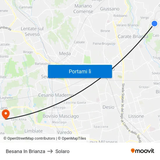 Besana In Brianza to Solaro map
