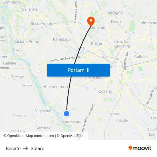 Besate to Solaro map