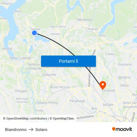 Biandronno to Solaro map
