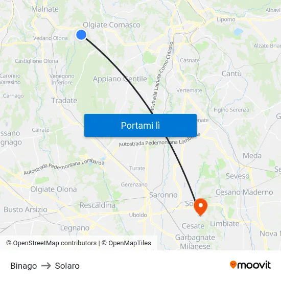 Binago to Solaro map