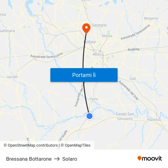 Bressana Bottarone to Solaro map