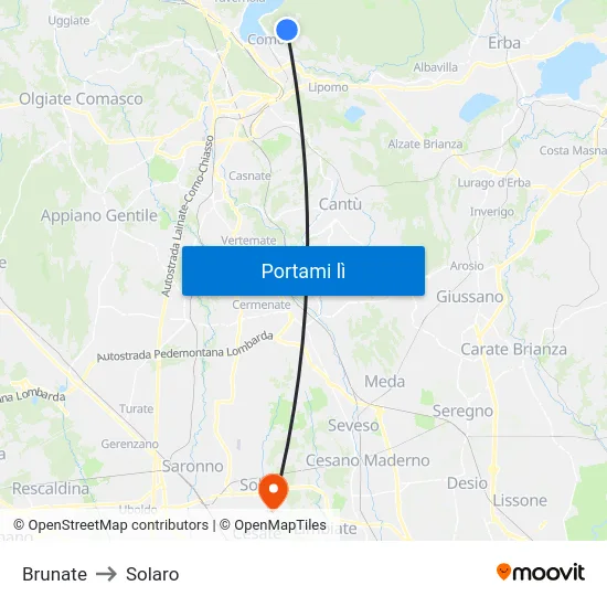Brunate to Solaro map