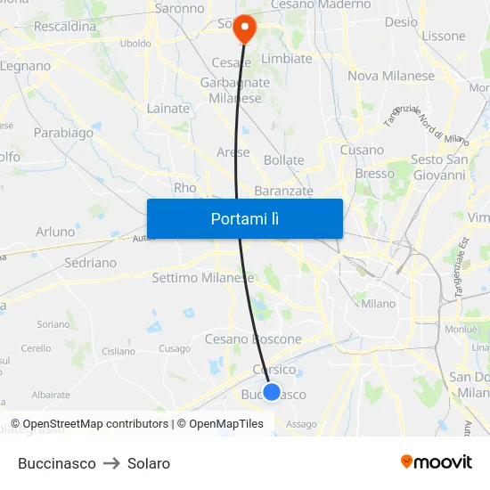 Buccinasco to Solaro map
