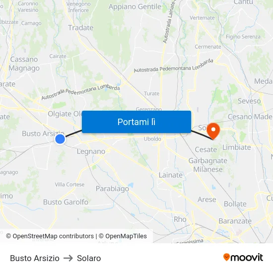 Busto Arsizio to Solaro map
