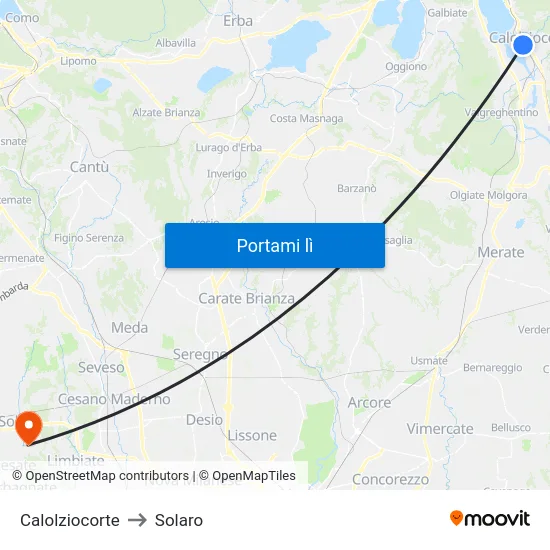 Calolziocorte to Solaro map
