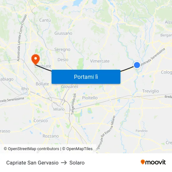 Capriate San Gervasio to Solaro map