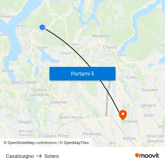 Casalzuigno to Solaro map
