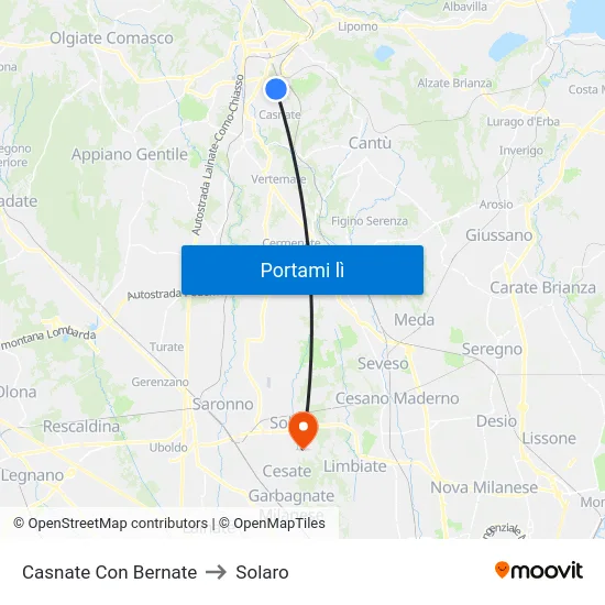 Casnate Con Bernate to Solaro map