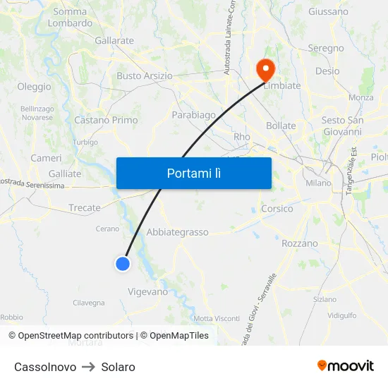 Cassolnovo to Solaro map