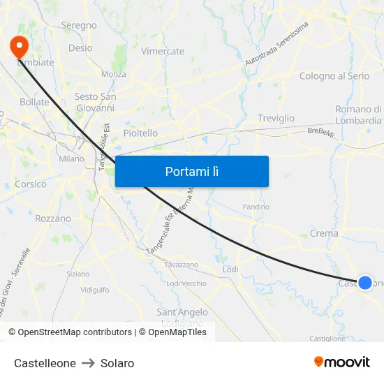 Castelleone to Solaro map