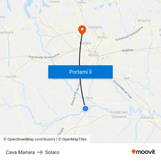Cava Manara to Solaro map