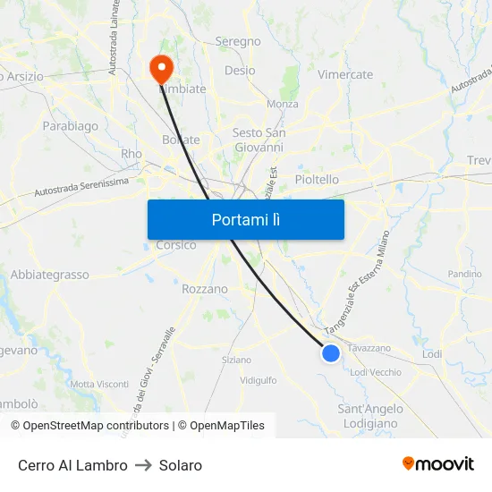 Cerro Al Lambro to Solaro map