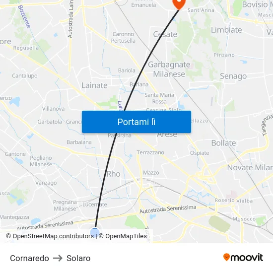 Cornaredo to Solaro map