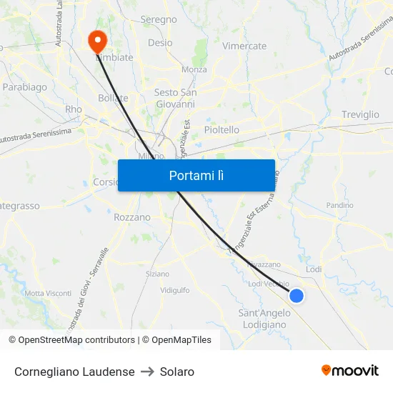 Cornegliano Laudense to Solaro map
