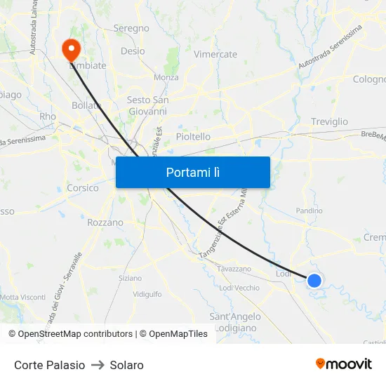 Corte Palasio to Solaro map