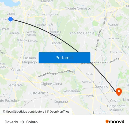 Daverio to Solaro map