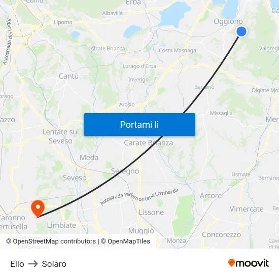 Ello to Solaro map