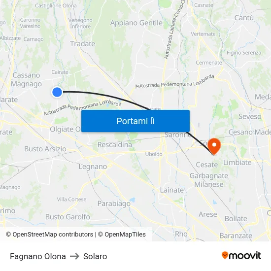 Fagnano Olona to Solaro map