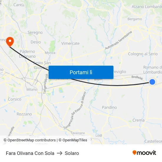 Fara Olivana Con Sola to Solaro map