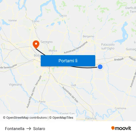 Fontanella to Solaro map