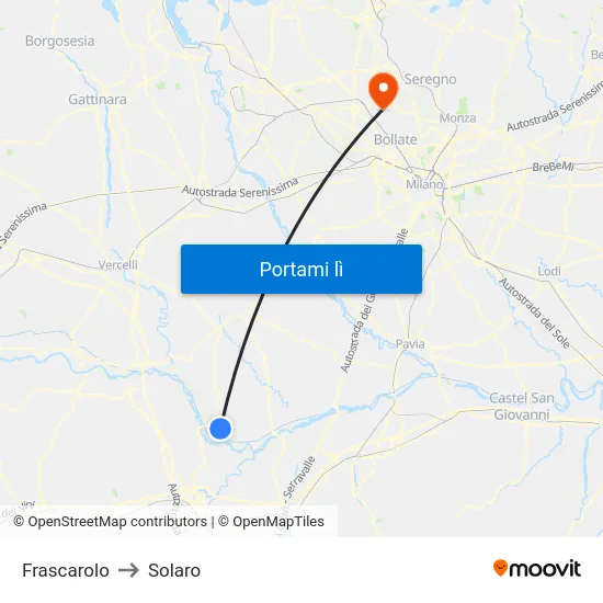 Frascarolo to Solaro map