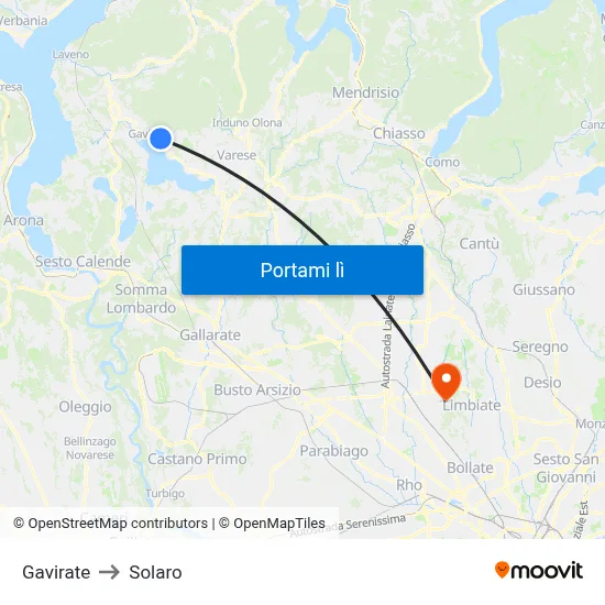 Gavirate to Solaro map
