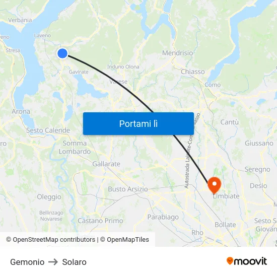 Gemonio to Solaro map