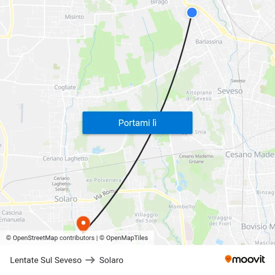 Lentate Sul Seveso to Solaro map