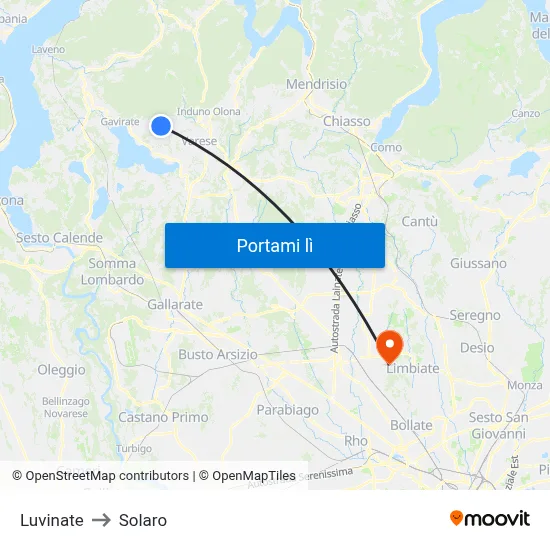 Luvinate to Solaro map