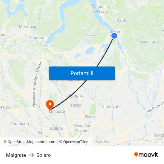 Malgrate to Solaro map