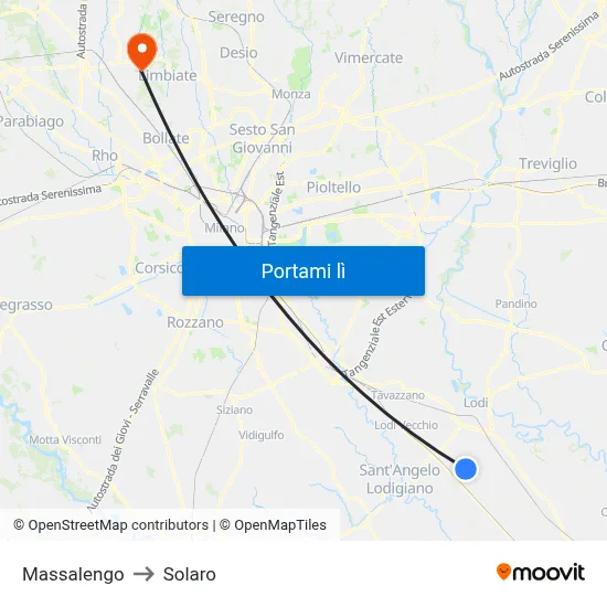 Massalengo to Solaro map
