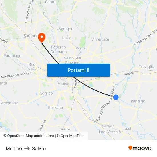 Merlino to Solaro map