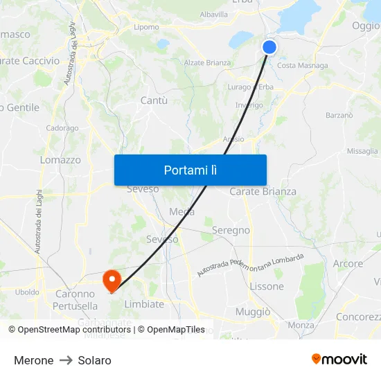 Merone to Solaro map