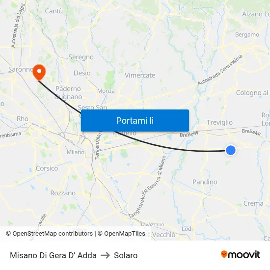 Misano Di Gera D' Adda to Solaro map