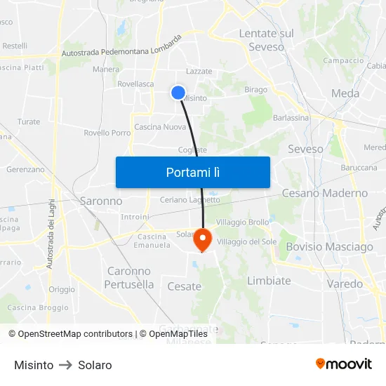 Misinto to Solaro map