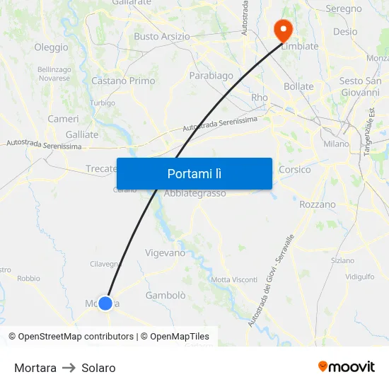Mortara to Solaro map