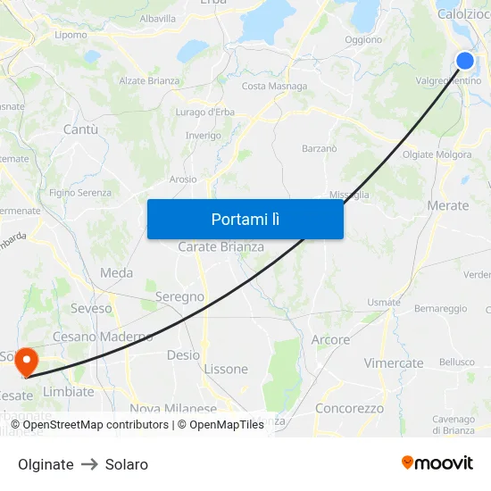 Olginate to Solaro map
