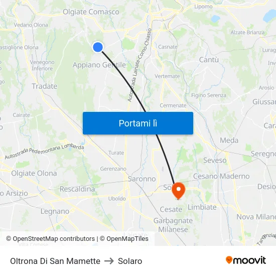 Oltrona Di San Mamette to Solaro map