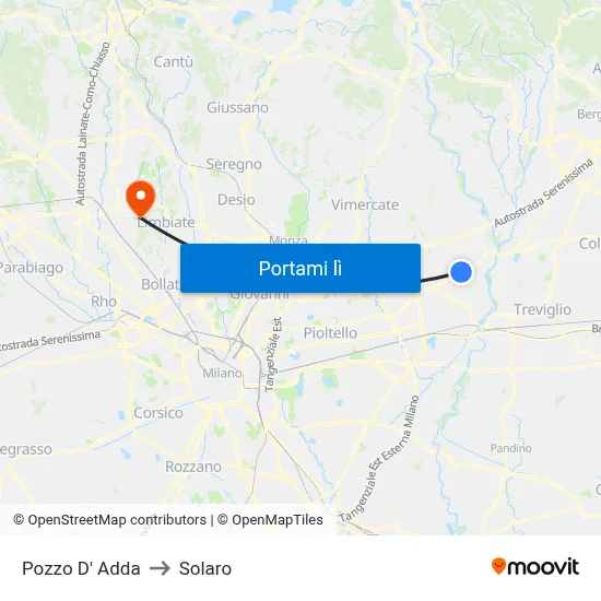 Pozzo D' Adda to Solaro map
