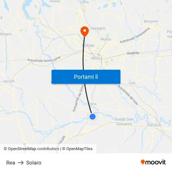 Rea to Solaro map