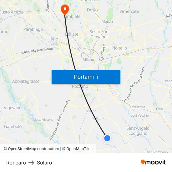 Roncaro to Solaro map